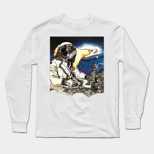 Astronauts Play Time In Space Collage Art Long Sleeve T-Shirt